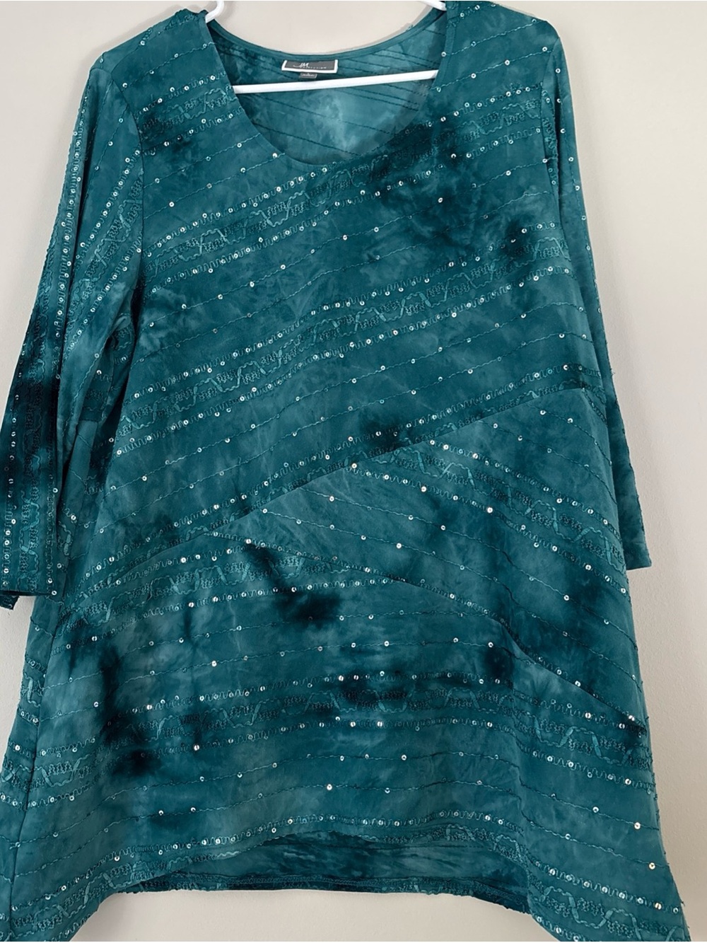 JM Collection Teal Embellished V-Neck Tunic